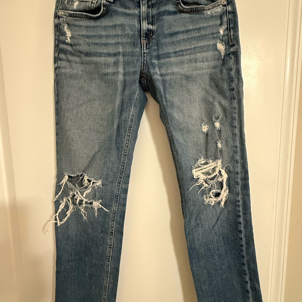 rag & bone Light Blue Distressed Skinny Jeans